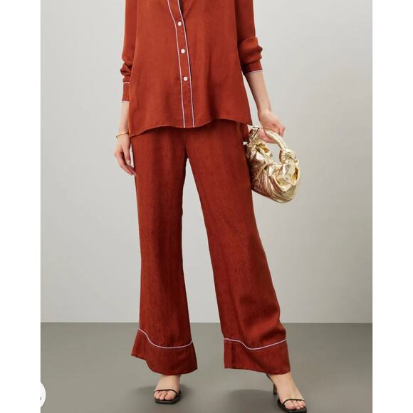 Untitled In Motion Pants Womens XX Large Orange Pink Piped Satin Wide Leg - Picture 5 of 12